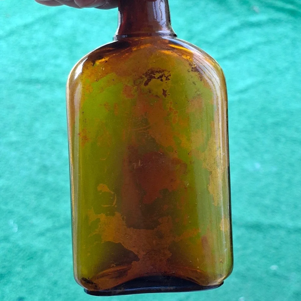 Antique Bottle Digging Lot 4 Dug Amber Whiskey Flask Milk Medicine 1914-1950